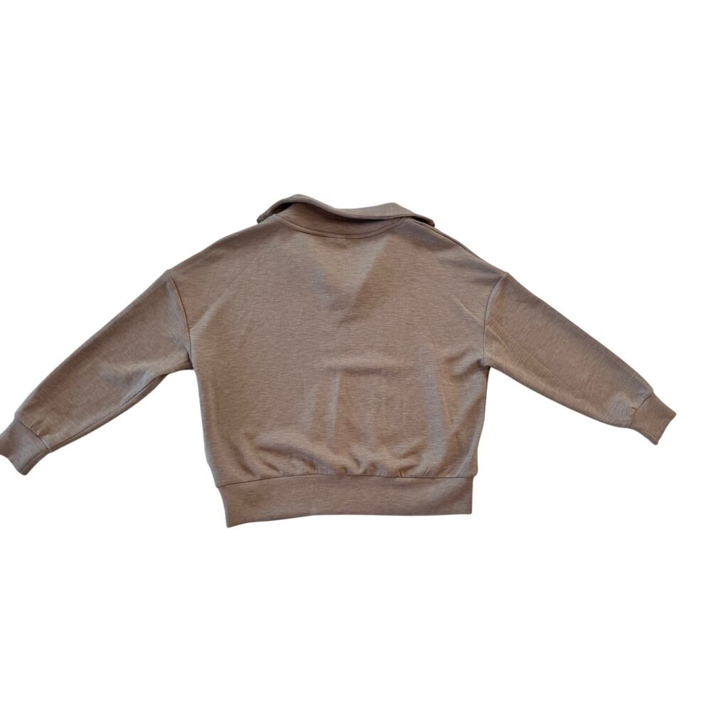 Varley Hawley Half Zip Sweat XS Taupe Marl Double Soft Oversized Pullover Cozy - Picture 4 of 16